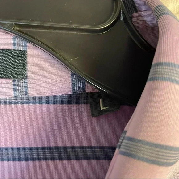 TURTLESON Large Lavender Blue Stripe Polo Shirt Golf Performance Zurich Fore Kid - Picture 7 of 11